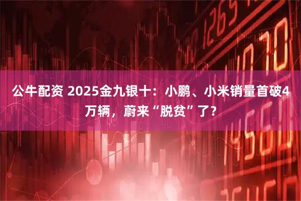 公牛配资 2025金九银十：小鹏、小米销量首破4万辆，蔚来“脱贫”了？